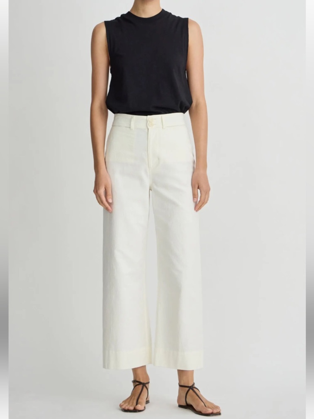 Apiece Apart White High-Rise Cropped Wide-Leg Pants